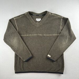 Columbia Fleece Pullover Mens Large Olive Green V-Neck‎ Long Sleeve Gorpcore